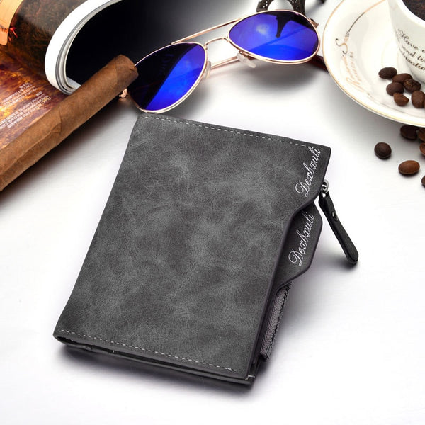 Grey - Wallet Men Soft Leather wallet with removable card slots multifunction men wallet purse male clutch top quality !