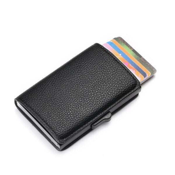 X-88CC Black - BISI GORO New Arrival Soft Leather Wallet RFID Blocking ID Card Holder Multifunctional High Quality Money Bag 3 Colors Card Case