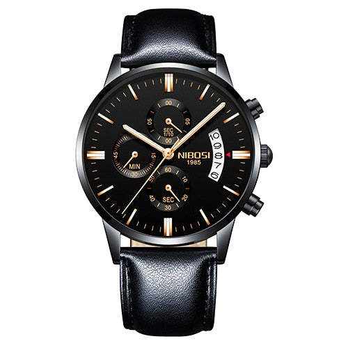 T - NIBOSI Men Watch Chronograph Sport Mens Watches Top Brand Luxury Waterproof Full Steel Quartz Gold Clock Men Relogio Masculino