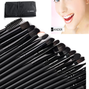 Black - Vander Pro 24Pcs Makeup Brushing Brushes Set Beauty Cosmetics Eyebrow Shadow Lip Face Powder Pincel Maquiagem Tools + Pouch Bag