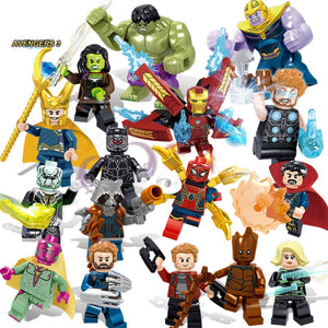 [variant_title] - 16pcs Avengers Infinity War Figure Set Legoingly Super Hero Iron Thor Thanos Peter Hulk Black Panther Building Blocks Model Toys