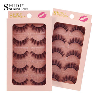 [variant_title] - SHIDISHANGPIN 5 Pairs mink eyelashes natural long 3d eyelashes 1cm-1.5cm 3d mink lashes hand made 3d false lashes false eyelash