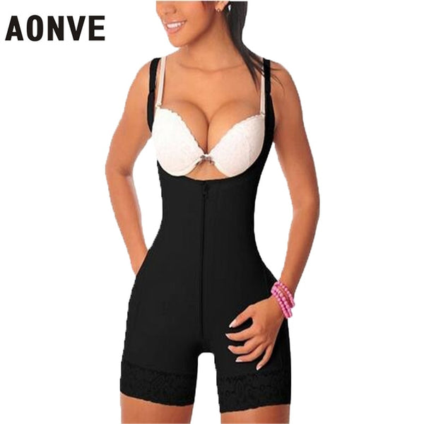 [variant_title] - AONVE Women Bodysuit Slimming Sheath Corset Modeling Strap Shaperwear Lace Sexy Body Shaper With Zipper Waist Trainer