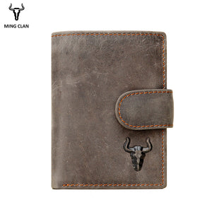 [variant_title] - Mingclan Men Wallet Crazy Horse Original Leather Male Wallets Rfid Blocking Coin Purse Flip ID Credit Card Holder Hidden Pocket