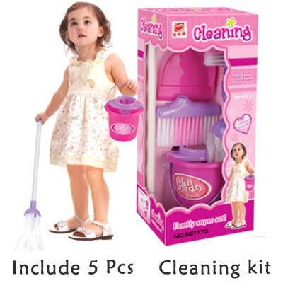 Include 5 pcs - Hot 1 Pcs/Set Pretend Play Toy Cleaner Toy Playhome Kids Housekeeping Cleaning Washing Machine Mini Clean Up Play Toy Gift D33