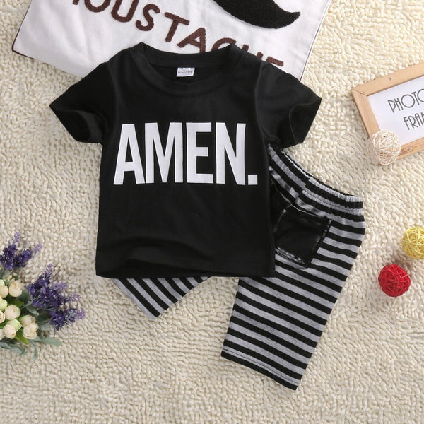 [variant_title] - Toddler Baby Kids Boys Summer Clothes Tops T-shirt Pants Outfits Set Size 2T-6T Free shipping