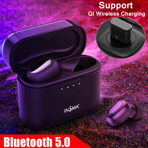 Default Title - INSMA AirBuds  with QI Charging Case Mini TWS Earphone bluetooth 5.0 Earbuds Hi-Fi Stereo Wireless Headset Black