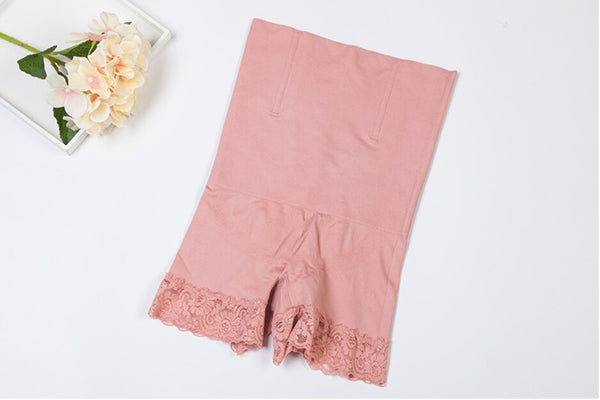 Pink / M L 50-70kg - SH-0002 Lady high waist lift buttocks seamless body shaper underwear lace waist safety pants shaping shorts