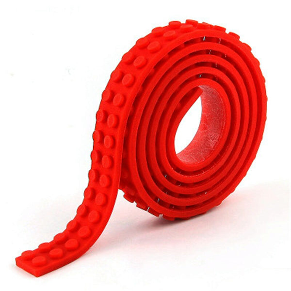 Red - 100CM 2X115 Dots Building Blocks Tape Strip Base Toy Bendable Flexible Soft Plastic Loops Adhesive Tape Fit Legoed Small Bricks