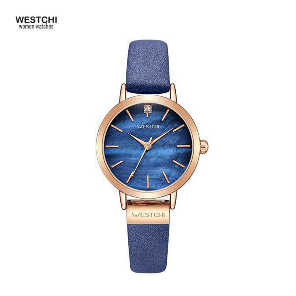 blue - WESTCHI Women Elegant Blue Quartz Watch Fashion Leather Strap Ladies Watches Female Clock Montre Femme Relogio Masculino