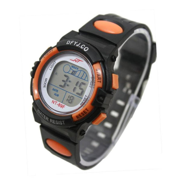 Orange - Timezone #501 Waterproof Sport Student Children Watch Kids Watches Clock Child LED Digital Wristwatch Electronic children gift