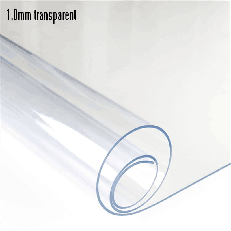 Transparent / 50x100cm - PVC tablecloth tablecloth transparent D' waterproof tablecloth with kitchen pattern oil tablecloth glass soft cloth 1.0mm