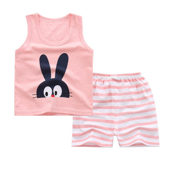 T / 24M - Hot Sale Summer Children's Two-piece set Cotton Suit Children Set Children's Clothing Set Girls Boys Clothing Sets