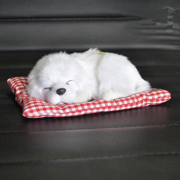 white - Lovely Baby Animal Doll Plush Sleeping Dogs Stuffed Toys with Sound Kids Kawaii Christmas Birthday New Year Gift For Children