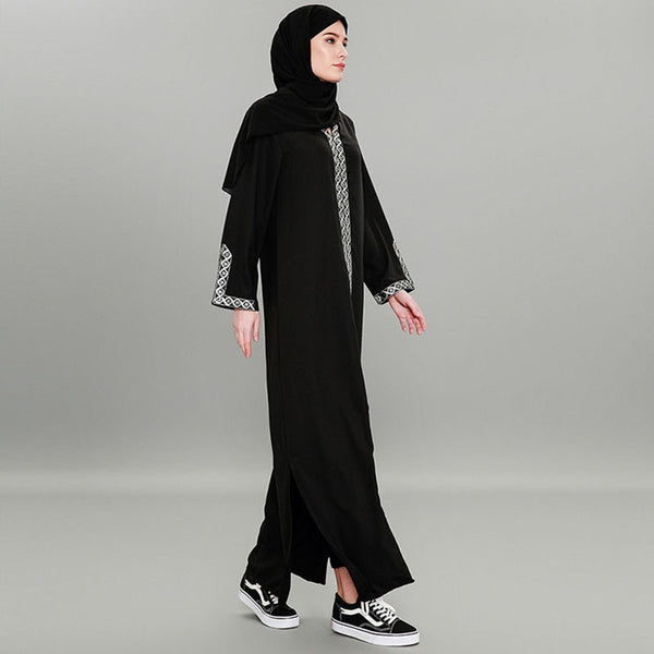 [variant_title] - Fashion Women Muslim Dress Plus Size 7XL Black Patchwork Hooded Abaya Dress Sexy Split Turkish Abaya Dubai Hijab Dress