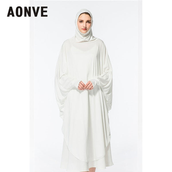 White / L - Aonve Hijab Abaya Women Islamic Body Head Covering Kaftan Muslim Eid Festival Prayer Clothing Femme Formal Robe Musulmane Caftan