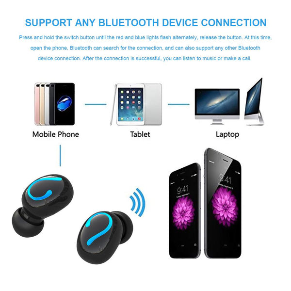 [variant_title] - HBQ-Q32 Wireless Stereo Bluetooth 5.0 Earphone Sports Handsfree Gaming TWS Airbud 5.0 EDR Headset With Mic For IPhone Android XJ (Black)