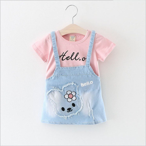 Pink / 12M - Baby Dress Hot Sale Top Fashion Character Cotton Cute Vestido Infantil Female Baby Korean Version Of The 2018 Summer Infant