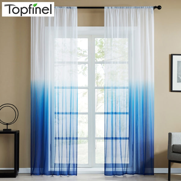 [variant_title] - Topfinel Gradient Printed Tulle Transparent Curtains Living Room Bedroom Kitchen Home sheer curtains Decor Tulle at Window