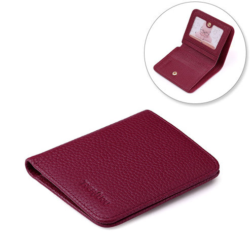 dark red - Treafury Genuine Leather Small Mini Ultra-thin Wallets men Compact wallet Handmade wallet Cowhide Card Holder Short Design purse