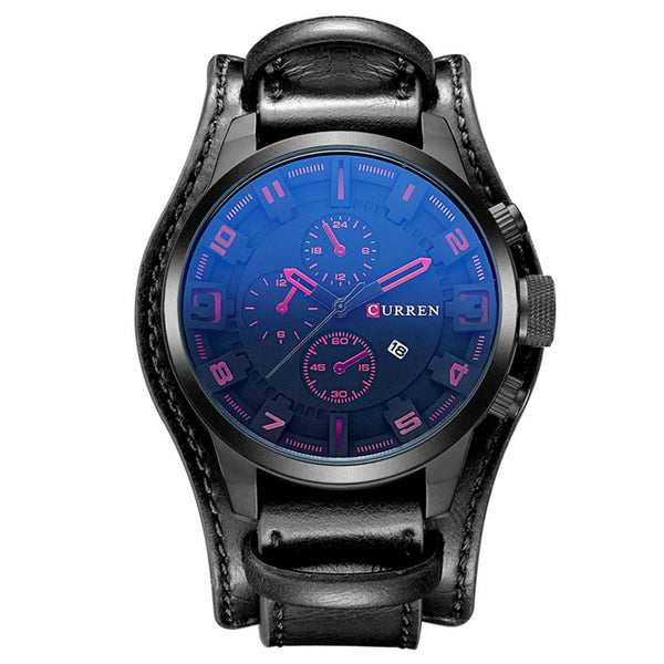 black red - Curren Men Watches Man Clock 2018 Top Brand Luxury Army Military Steampunk Sports Male Quartz-Watch Men Hodinky Relojes Hombre
