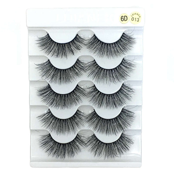 31-1 / 13mm - 5 Pairs 2 Styles 3D Faux Mink Hair Soft False Eyelashes Fluffy Wispy Thick Lashes Handmade Soft Eye Makeup Extension Tools