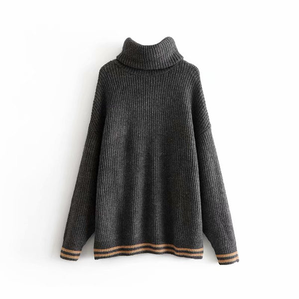 Vadim women turtleneck knitted loose sweater oversized warm thick long sleeve pullovers female casual chic tops HA086