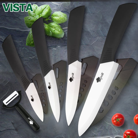 [variant_title] - Ceramic Knives Kitchen knives 3 4 5 6 inch Chef knife Cook Set+peeler white zirconia blade Multi-color Handle High Quality