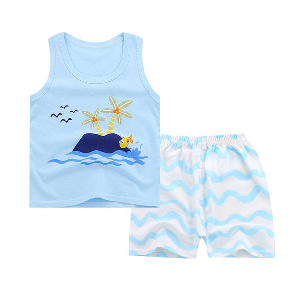 F / 24M - Hot Sale Summer Children's Two-piece set Cotton Suit Children Set Children's Clothing Set Girls Boys Clothing Sets