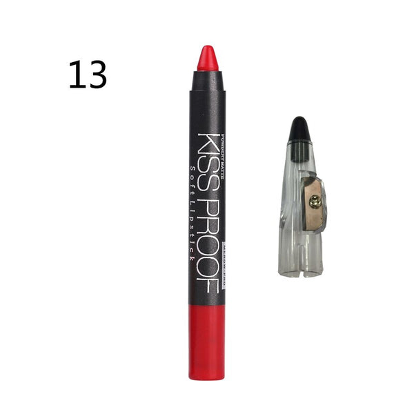 13 - Menow 19 Color KISS PROOF Beauty Waterproof Lipstick Pen Lasting Do Not Fade Lipstick Gift Pencil Sharpener P13016 Drop Shipping