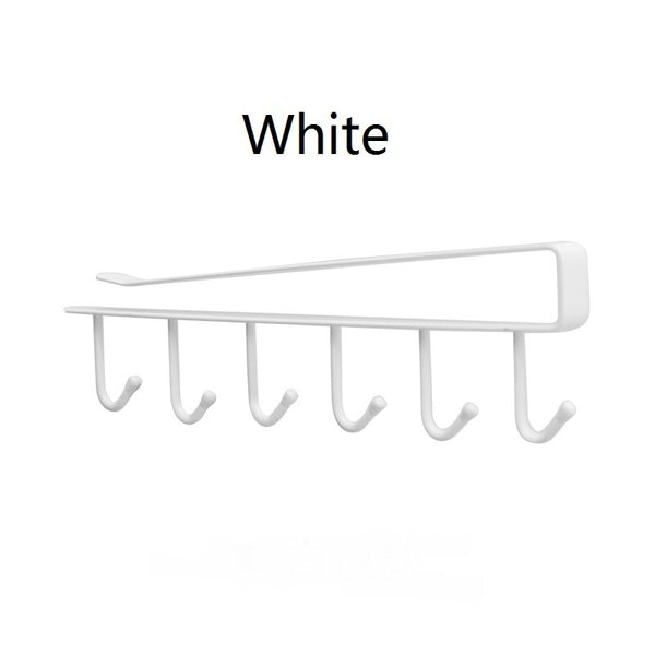 white - Home seamless kitchen storage rack nail-free hanging wrought iron wardrobe hook kitchen organizer ZP01261501