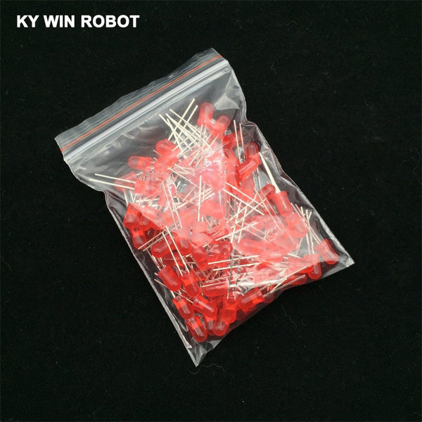 100pcs Red - 100pcs 5mm LED Diode 5 mm Assorted Kit  White Green Red Blue Yellow DIY Light Emitting Diode