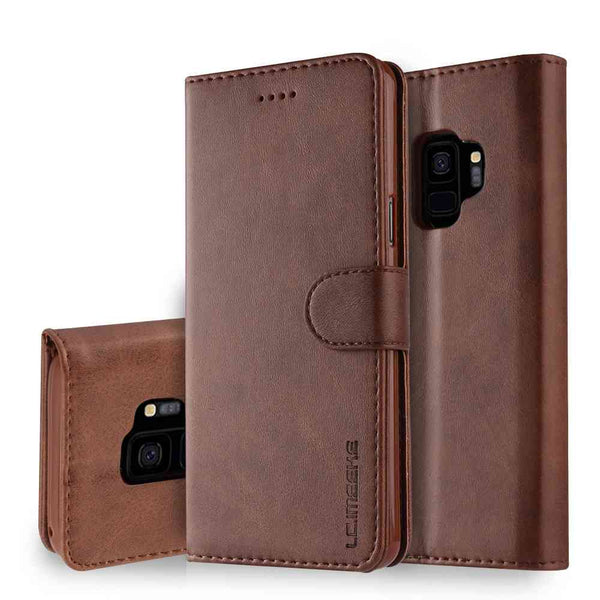 Brown / For Samsung S9 Plus - Luxury Leather Flip Case For Samsung Galaxy S9 S9 Plus Soft Silicone Cover Card Holder Wallet Case For Samsung S9 Plus Coque