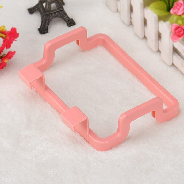 Pink - Plastic Hanging Trash Garbage Bag Stand Dishcloth Holder Cupboard Cabinet Hanger Door Back Towel Storage Rack Simple Waste Bag