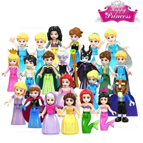 [variant_title] - Snow White Fairy Tale Princess Girl anna elsa beast cinderella maleficent Friends Building Blocks Toy kid gift Compatible Legoed