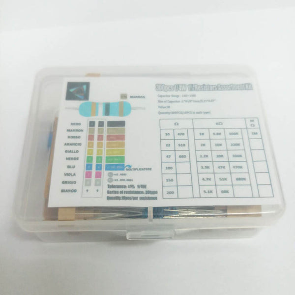 [variant_title] - 1 Box 300Pcs 10 -1M Ohm 1/4w Resistance 1% Metal Film Resistor Resistance Assortment Kit Set 30 Kinds Each 10pcs