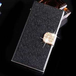 Black with diamond / for NOKIA1 - Flip case for NOKIA 1 2 2.1 3 3.1 5 nokia1 nokia2 2.1 nokia3 5 fundas wallet style protective leather cover card slots kickstand