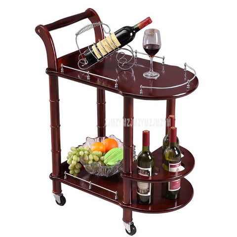 [variant_title] - 86cm Hotel Dining Cart With Wheels Double Layer Wood Table Wine Cart Beauty Parlour Kitchen Trolleys Side Stand Hotel Furniture