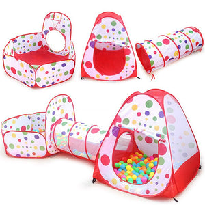 [variant_title] - 3pc Kids Play Tent Crawl Tunnel and Ball Pit Pop Up Playhouse Tent with Basketball Hoop for Children Indoor /Outdoor Ocean Ball