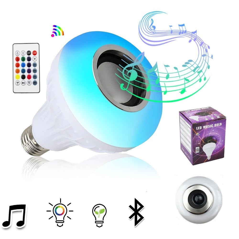 [variant_title] - E27 Smart RGB Wireless Bluetooth Speaker Bulb Music Playing Dimmable LED Bulb Light Lamp With 24Key IR Remote Control