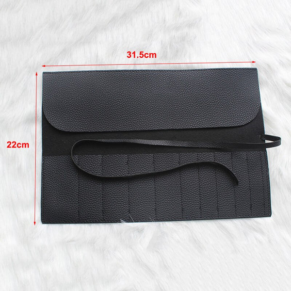[variant_title] - High Quality 10 Slots Makeup Brush Bag Protect Pouch For 10 pcs Brushes Set Black PU Case Holder