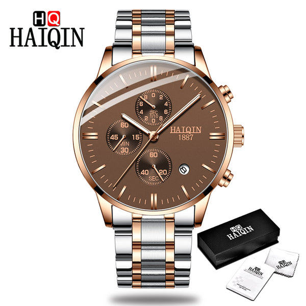 Rose gold - HAIQIN Men's watches Fashion Mens watches top brand luxury/Sport/military/Gold/quartz/wrist watch men clock relogio masculino