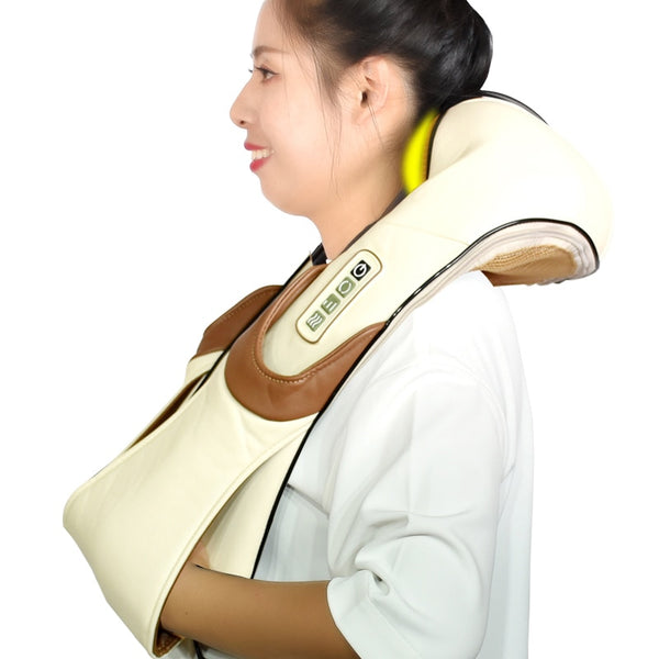 massager Beige 4 - Electric Neck Roller Massager for Back Pain Shiatsu Infrared lamp Massage Pillow  Gua Sha Products Body Health Care Relaxation