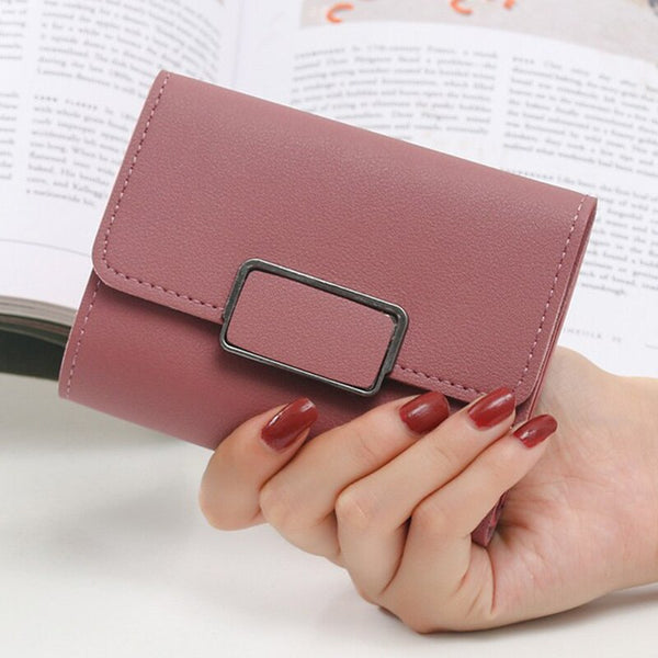 Dark pink - New Money Small Wallet Women Casual Solid Wallet Fashion Female Short Mini All-match Korean Students Love Small Wallet