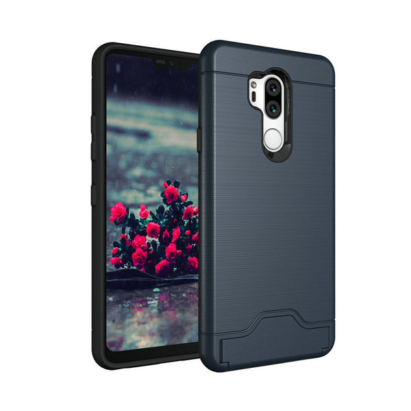 Navy / for LG G7 ThinQ G710 - Stand Case for LG G7 ThinQ G710 Kickstand Hard Fitted Celular With Card Holder Covers Phone Bags Cases for LG G7 G 7 ZGAR Coque