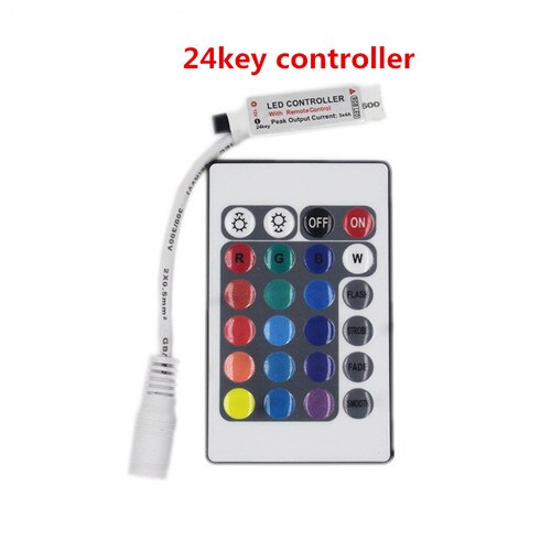 24key Controller / 0.5m Not waterproof - 5m/rolls Waterproof rgb led strip neon light warm white blue red green LED ribbon Flexible light strip tape adapter 12v