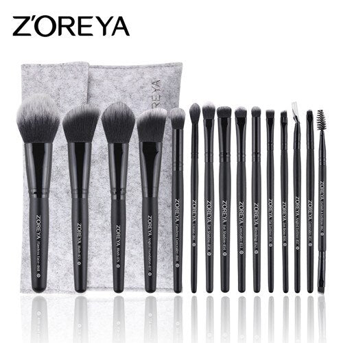 Elegant black color - ZOREYA Makeup Brushes 4/8/10/11/12/15pcs Professional Makeup Brush Set Many Different Model As Essential Cosmetics Tool