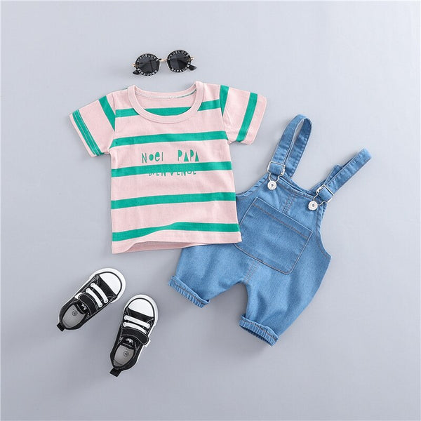 [variant_title] - HYLKIDHUOSE 2019 Summer Baby Girls Boys Clothing Sets Toddler Infant Clothes Suits T Shirt Strap Shorts Kids Children Costume