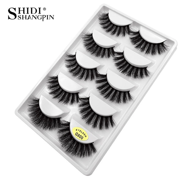 G800A - SHIDISHANGPIN 5 pairs mink eyelashes natural 3d mink lashes beauty essentials 3d false lashes false eyelashes full strip lashes