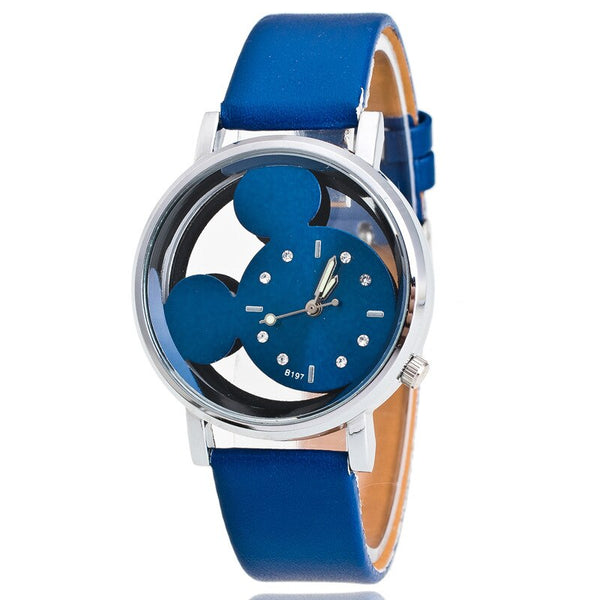 Blue - Brand Leather Quartz Watch Women Children Girl Boy Kids Fashion Bracelet Wrist Watch Wristwatches Clock Relogio Feminino Cartoon